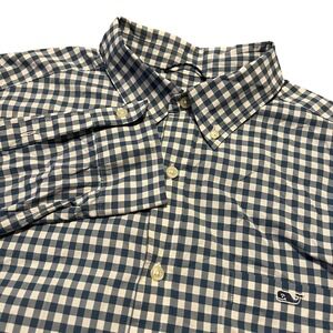 Vineyard Vines Mens LG Button Down Shirt Blue Gingham OTG Performance 1W012086
